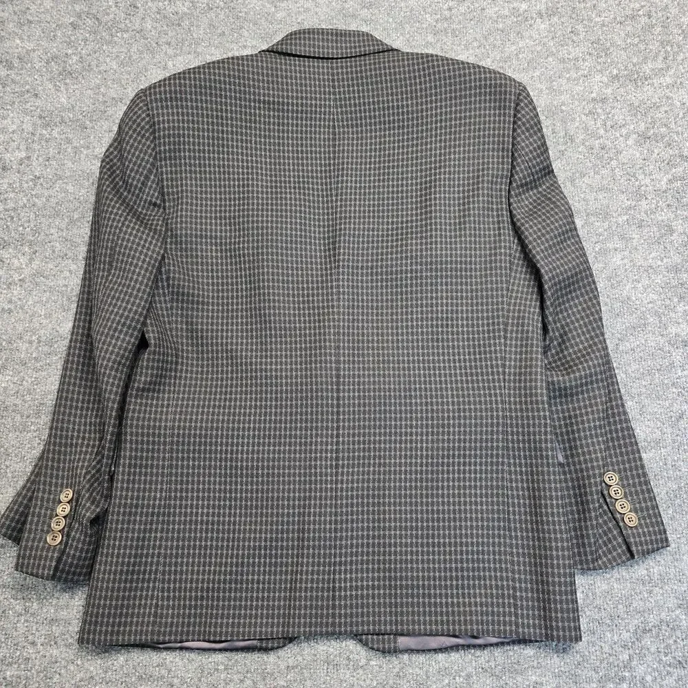 Luigi Bianchi Windowpane 100% Wool Check Plaid Blazer Sz EU 46S Made In Italy